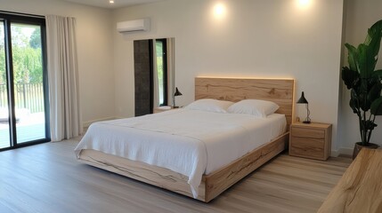 Cozy Bedroom with Soft Bed and Bright Large Window Inviting Natural Light