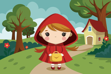 Naklejka premium little girl in a red dress