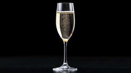Champagne flute on dark background