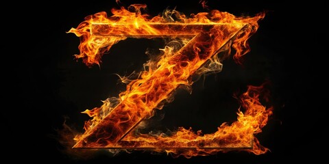 Fiery Z Letter Burning Alphabet Fire Letter Photography, Burning Letters, Abstract Fire Photography, Black Background, Alphabet Fire