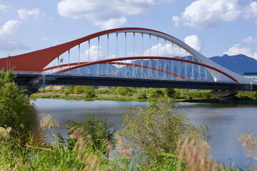 Jiya Bridge with Mountain Backdrop in Gwangju