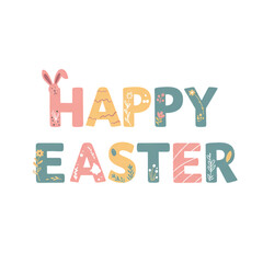 Happy Easter! Spring Greetings on Transparent  background