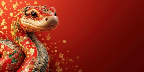 Fototapeta premium A Stunning Display of Artistry Featuring a Colorful Snake Decorated with Intricate Patterns