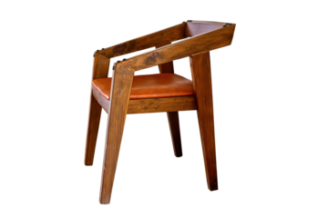 Vintage wooden arm chair with leather cushion