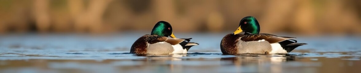 Obraz premium Northern pintail ducks preening their feathers in a tranquil wetland , pintails, water birds