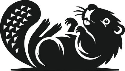 Beaver rolling onto its back and tail flopping vector