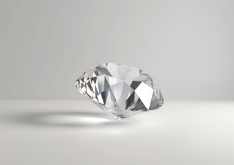 Close-up of a sparkling diamond on a smooth surface.