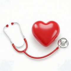  A heart with a stethoscope wrapping around it, symbolizing medical care and attention to heart health 