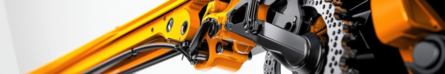 Fototapeta premium Close-Up of Orange and Grey Industrial Machinery Detail