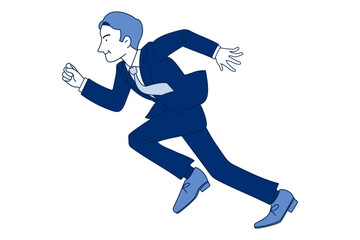 全力で走るサラリーマン　ミドル男性　営業マン　上司　社長