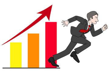 右肩上がりの営業成績と仕事が順調なビジネスマン　ミドル男性　