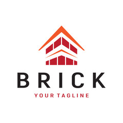 creative brick logo designs for buildings, architectural buildings, civil engineering, building materials shops