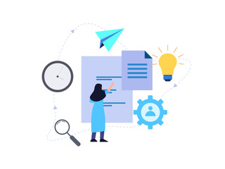 Internal Project Workflow Management, vector illustration for web, presentation slides, print, etc