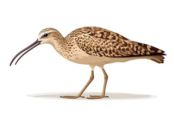 Obraz premium Sandpiper Bird Profile, Isolated on White Background, Illustration