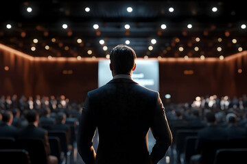 Leadership conference keynote speaker addressing audience on stage