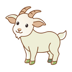 Icon of cute young goat illustration in soft colors, minimalistic design, copy space