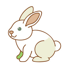 Icon of cute rabbit illustration in soft colors, minimalistic design, copy space