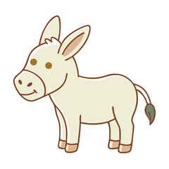 Obraz premium Icon of cute donkey illustration in soft colors, minimalistic design, copy space