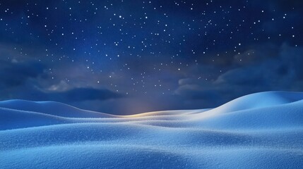 Fototapeta premium Starry Night over Snowy Hills: A Winter Wonderland