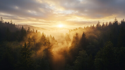 sunrise in the forest