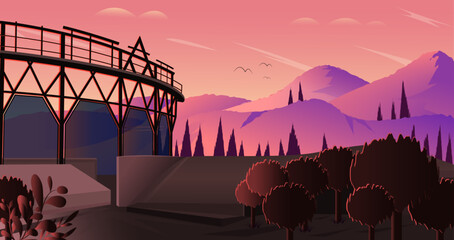 Reactathon Sunset Illustration, vector illustration for web, presentation slides, print, etc