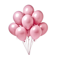 pink balloons isolated on white pink helium balloon Bouquet. Birthday balloon flying for party and celebrations. Isolated on white background. Generative AI