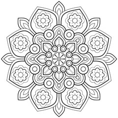 Mandala pattern Coloring book wallpaper design art. tile pattern greeting card sticker lace pattern and tattoo, yoga design. hand drawn mandala vector. on white background