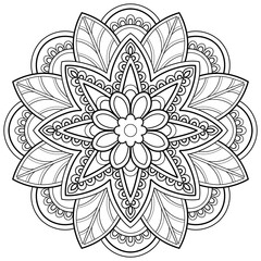 Mandala pattern Coloring book wallpaper design art. tile pattern greeting card sticker lace pattern and tattoo, yoga design. hand drawn mandala vector. on white background