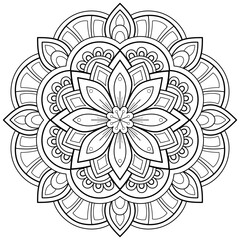 Mandala pattern Coloring book wallpaper design art. tile pattern greeting card sticker lace pattern and tattoo, yoga design. hand drawn mandala vector. on white background