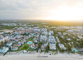 A city with a beach and a large number of buildings