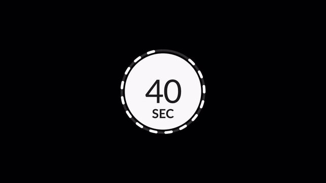 45 seconds timer countdown animation, 45 seconds circle countdown on black background.