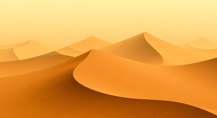 Abstract digital painting of sand dunes, monochromatic scheme, gradient from light yellow to orange, smooth textures, soft diffused lighting