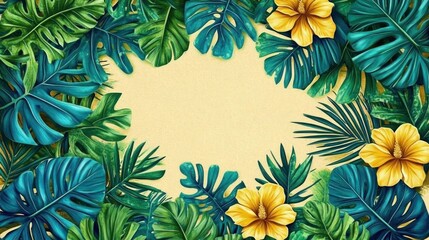 Tropical Paradise Summer Leaves Floral Design