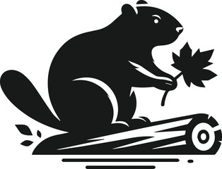 Beaver playing with a fallen leaf vector