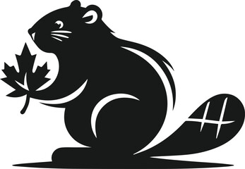 Beaver playing with a fallen leaf vector
