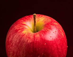 Generative AI close up red apple with water drops