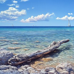 Obraz premium The ocean shimmers beneath the silver full moon's glow image