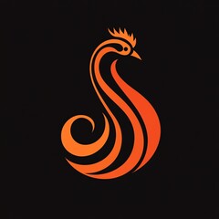 Fototapeta premium Fiery Phoenix Abstract Art Astylizedbirdlogoinvibrantorangeandblack