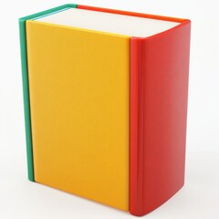 A Close-Up View of a Hardcover Book with Red, Yellow, and Green Sides, Placed Against a Clean White Background