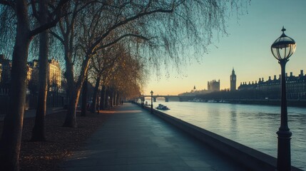 Obraz premium Serene Sunrise over the Thames, London