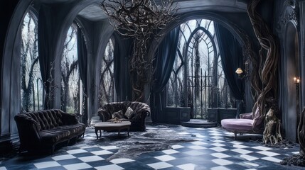 Gothic Mansion Interior: A Darkly Enchanting Room