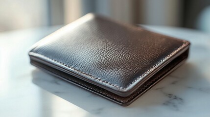 Brown Leather Wallet: Close-up Texture