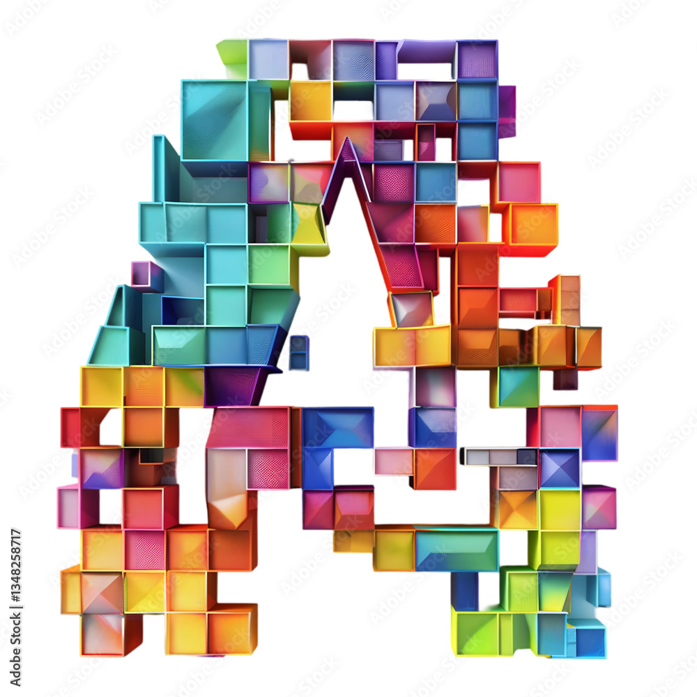 Fototapete letters a, alphabet made 3d designing an isometric perspective, making them appear like blocks or st