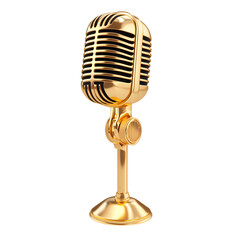 Fototapeta premium Golden retro microphone isolated on white background