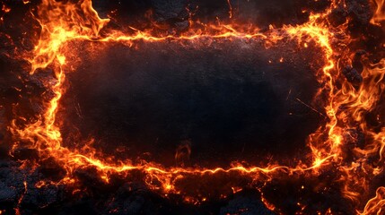 A glowing ember frame with a dark backdrop, perfect for an intense and dynamic layout