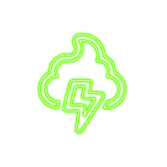 Icon poo storm from the flow of energy of green color. Shimmering neon