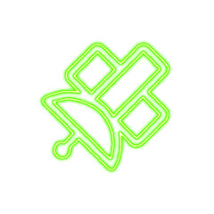 Icon satellite from the flow of energy of green color. Shimmering neon