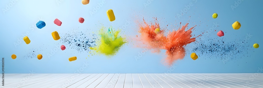Aufkleber a captivating abstract composition featuring a vibrant explosion of colorful paint splashes creating