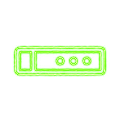 Obraz premium Icon flute from the flow of energy of green color. Shimmering neon