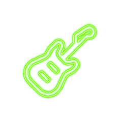 Icon guitar electric from the flow of energy of green color. Shimmering neon